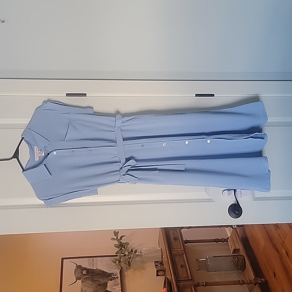 Monteau Light Blue Midi Shirt Dress